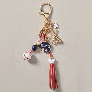 Anthropologie Atlanta Baseball Charm Keychain Tassel Bag Sporty NEW NWT